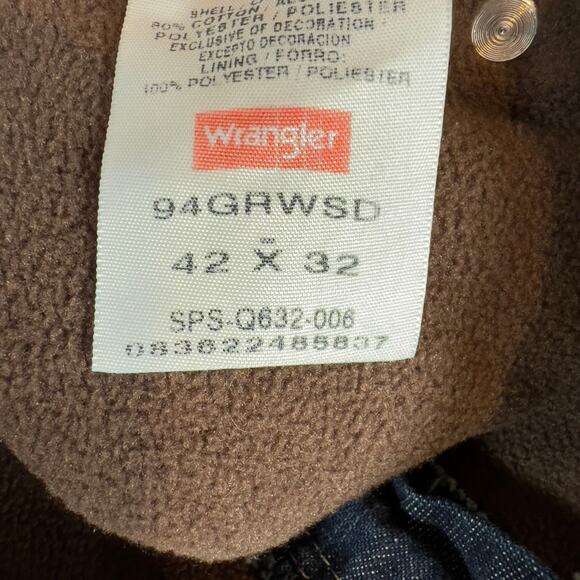 Wrangler Fleece Lined Carpenter Jean Vintage W42 x L32 Heavy Duty Warm Dark Wash - Picture 13 of 16
